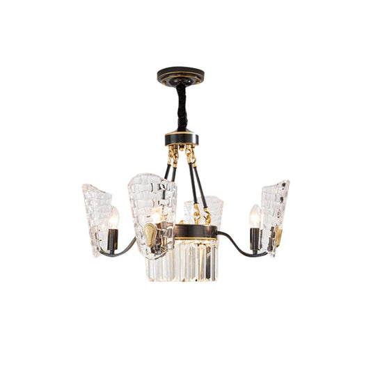 4 Bulbs Dining Room Pendulum Light Modern Black Gold Chandelier - Rebooters