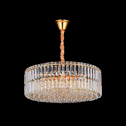 6 Bulbs Chandelier Light Fixture Minimalist Drum Shaped Crystal Pendant - Rebooters