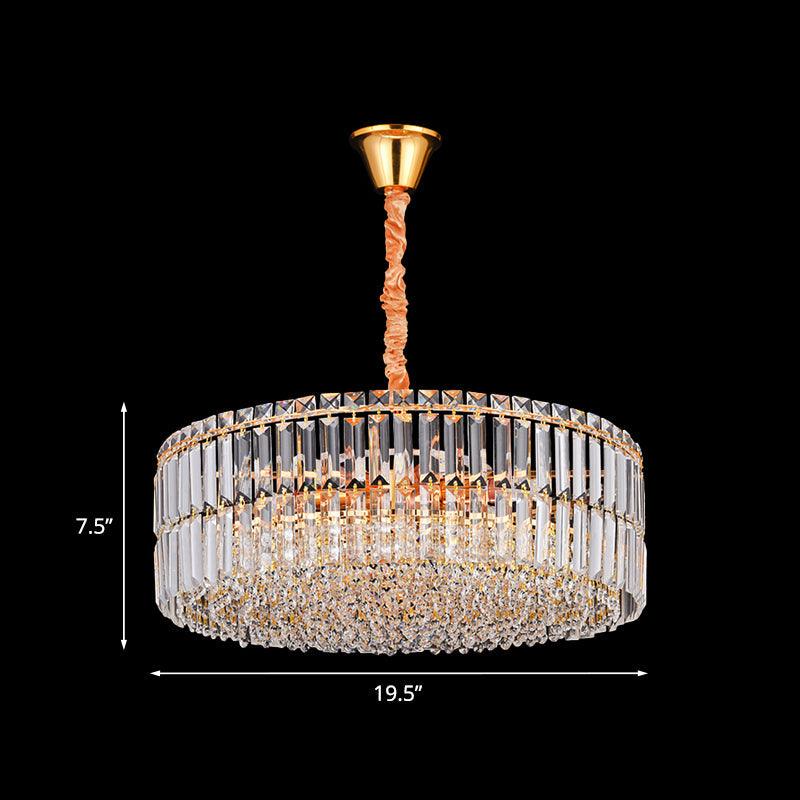 6 Bulbs Chandelier Light Fixture Minimalist Drum Shaped Crystal Pendant - Rebooters