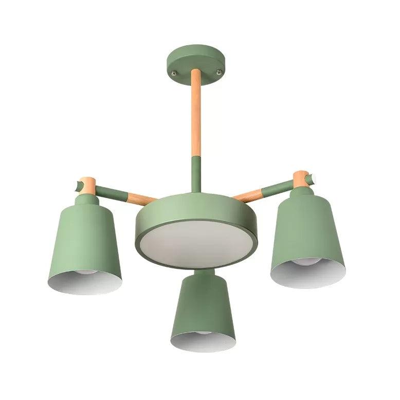 Bell Shade Kindergarten Chandelier Metal 4 Heads Nordic Pendant Light in Green - Rebooters
