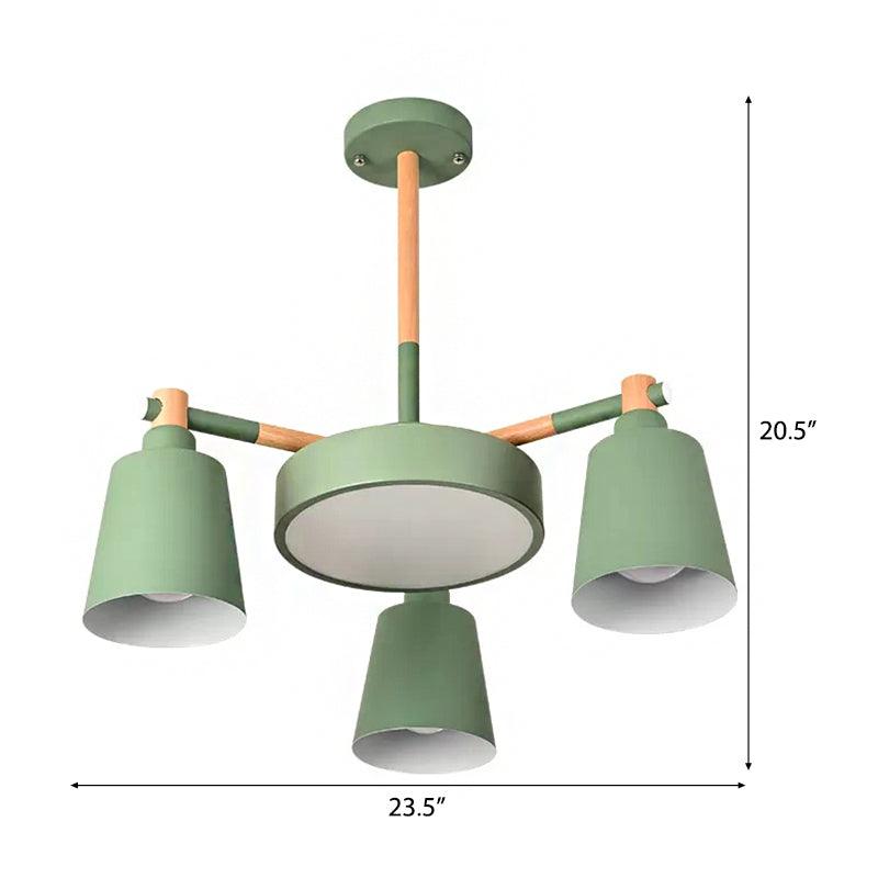 Bell Shade Kindergarten Chandelier Metal 4 Heads Nordic Pendant Light in Green - Rebooters