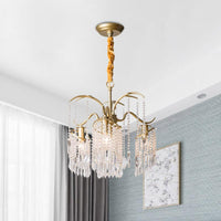 4 Bulbs Chandelier Light Post Modern Windbell Crystal Bead Pendant Light in Gold - Rebooters