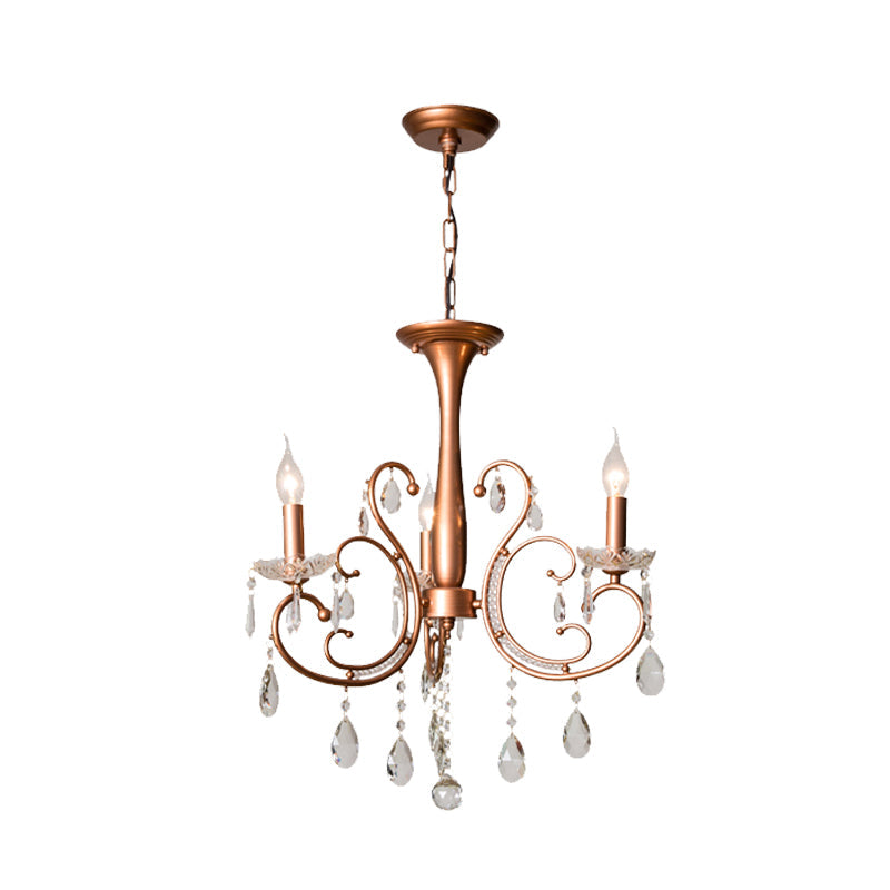 3-Bulb Chandelier Light Fixture Traditional Copper Crystal Lamp - Rebooters