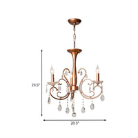 3-Bulb Chandelier Light Fixture Traditional Copper Crystal Lamp - Rebooters