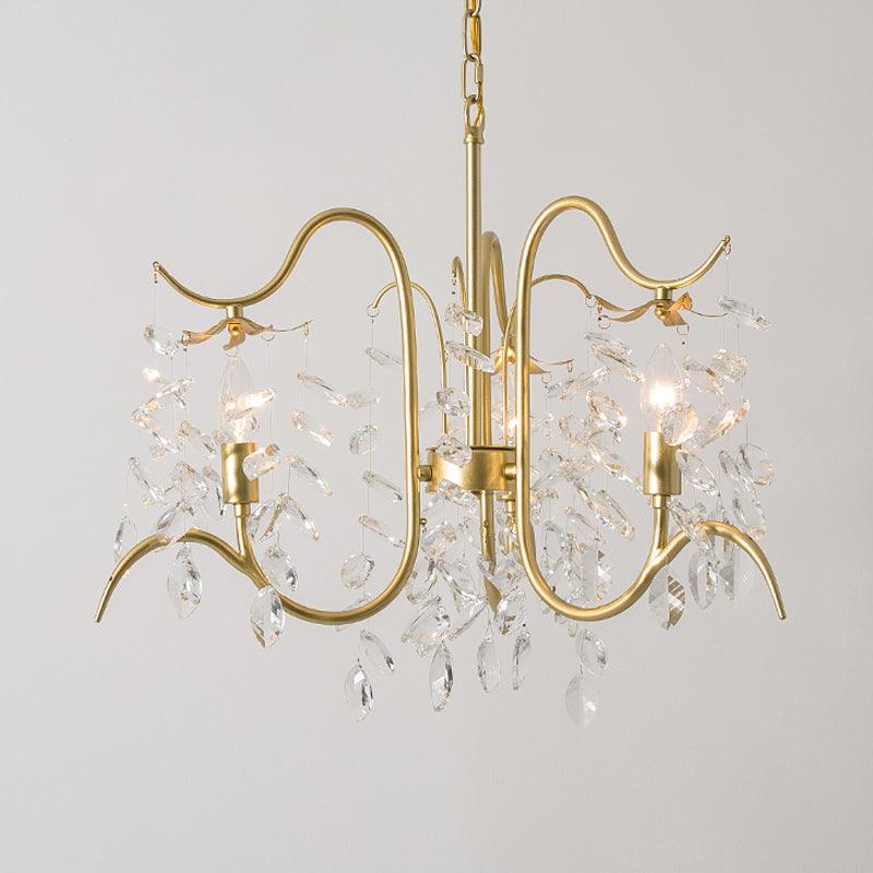 Armed Faceted Ball Finial Chandelier Minimalist 3-Head Lamp - Rebooters