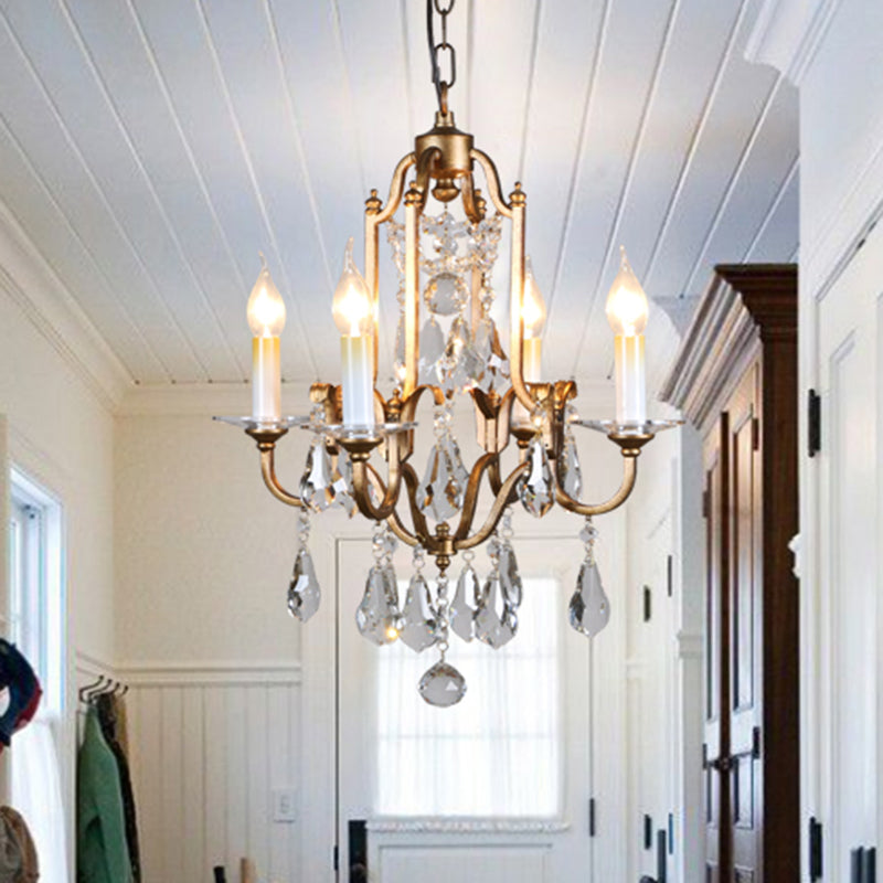 Faceted Ball Finial Bronze Ceiling Chandelier 4-Bulb Light - Rebooters