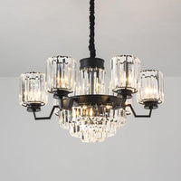 9-Bulb Pendant Chandelier Modern Cylindrical Shade Clear Glass - Rebooters