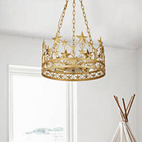 3 Heads Crown Ceiling Suspension Lamp Classic Gold Prismatic Chandelier - Rebooters