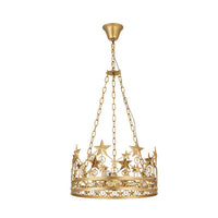 3 Heads Crown Ceiling Suspension Lamp Classic Gold Prismatic Chandelier - Rebooters