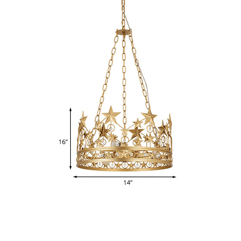 3 Heads Crown Ceiling Suspension Lamp Classic Gold Prismatic Chandelier - Rebooters