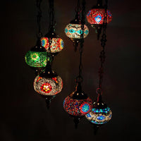 7 Bulbs Globe Ceiling Chandelier Retro Colorful Glass Fixture - Rebooters