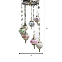 7 Bulbs Globe Ceiling Chandelier Retro Colorful Glass Fixture - Rebooters