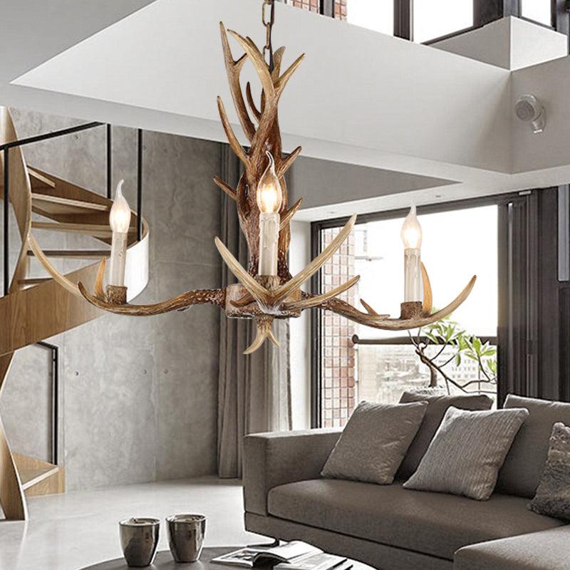 3/6/8 Lights Chandelier Lighting Fixture Antique Candelabra Resin Hanging Light in Beige for Living Room - Rebooters