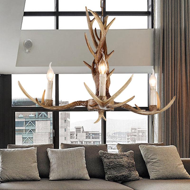 3/6/8 Lights Chandelier Lighting Fixture Antique Candelabra Resin Hanging Light in Beige for Living Room - Rebooters