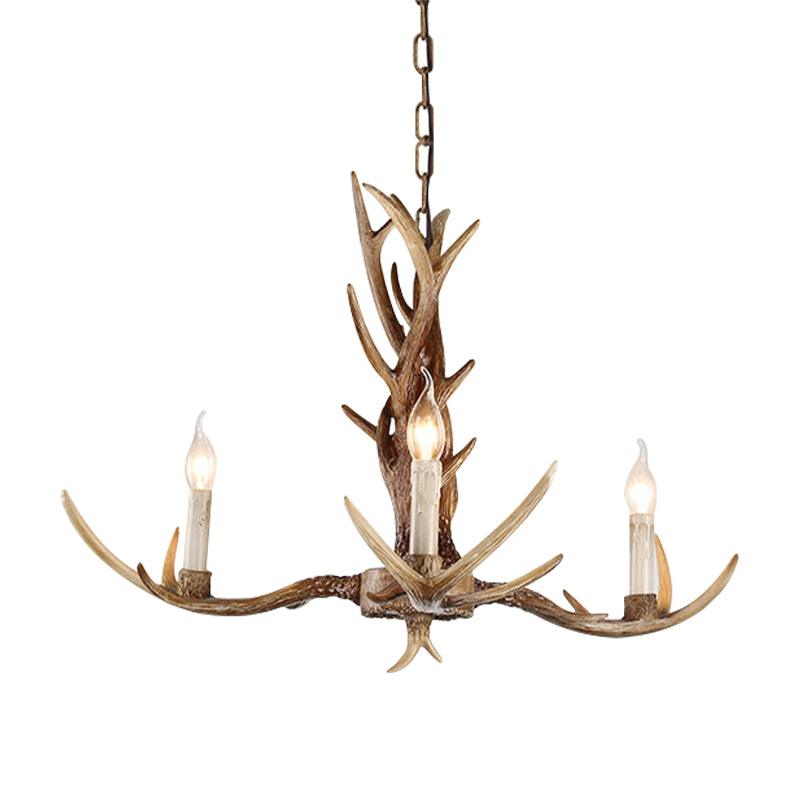 3/6/8 Lights Chandelier Lighting Fixture Antique Candelabra Resin Hanging Light in Beige for Living Room - Rebooters