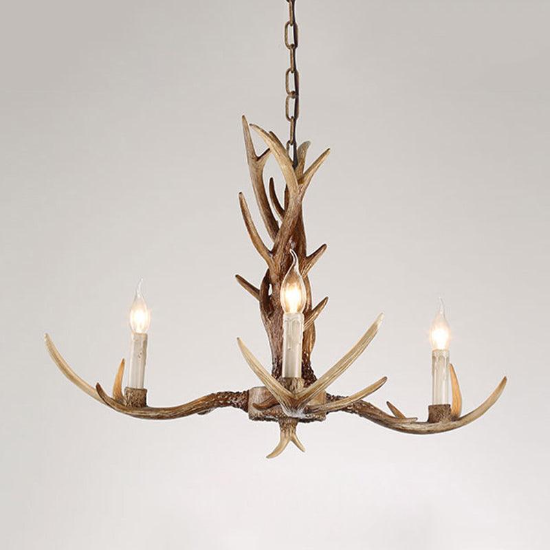 3/6/8 Lights Chandelier Lighting Fixture Antique Candelabra Resin Hanging Light in Beige for Living Room - Rebooters