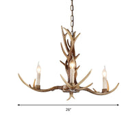 3/6/8 Lights Chandelier Lighting Fixture Antique Candelabra Resin Hanging Light in Beige for Living Room - Rebooters