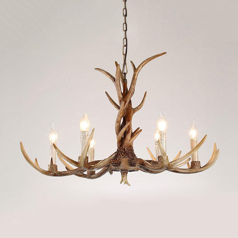 3/6/8 Lights Chandelier Lighting Fixture Antique Candelabra Resin Hanging Light in Beige for Living Room - Rebooters