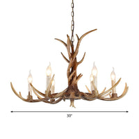 3/6/8 Lights Chandelier Lighting Fixture Antique Candelabra Resin Hanging Light in Beige for Living Room - Rebooters