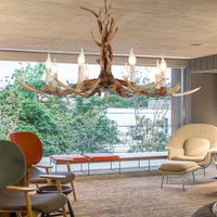 3/6/8 Lights Chandelier Lighting Fixture Antique Candelabra Resin Hanging Light in Beige for Living Room - Rebooters