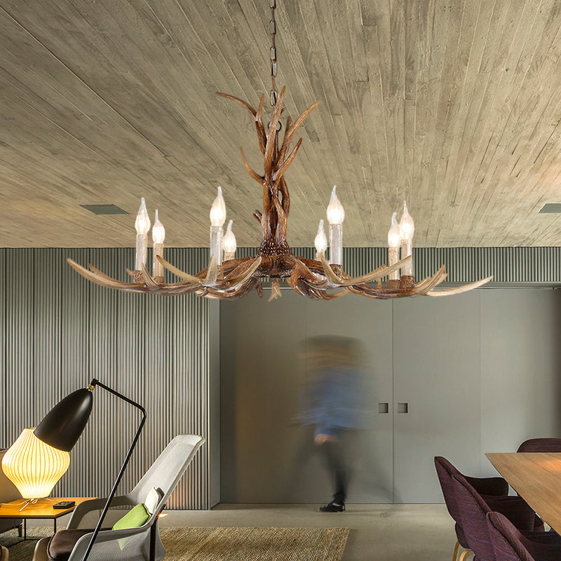 3/6/8 Lights Chandelier Lighting Fixture Antique Candelabra Resin Hanging Light in Beige for Living Room - Rebooters