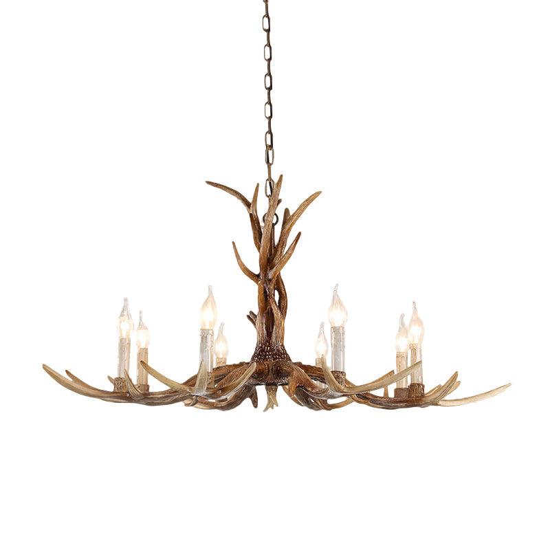 3/6/8 Lights Chandelier Lighting Fixture Antique Candelabra Resin Hanging Light in Beige for Living Room - Rebooters