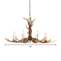 3/6/8 Lights Chandelier Lighting Fixture Antique Candelabra Resin Hanging Light in Beige for Living Room - Rebooters