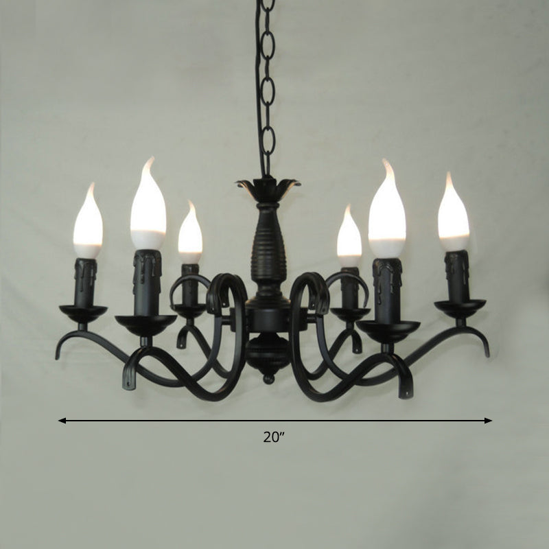 2-Tier Candle Living Room Chandelier Traditional Metal 3 Bulbs Black Finish Ceiling Light - Rebooters