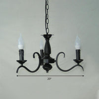 2-Tier Candle Living Room Chandelier Traditional Metal 3 Bulbs Black Finish Ceiling Light - Rebooters
