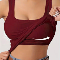 Ribbed Crop Tank Top With Built-In Support For Women Rebooters Womens Shirts