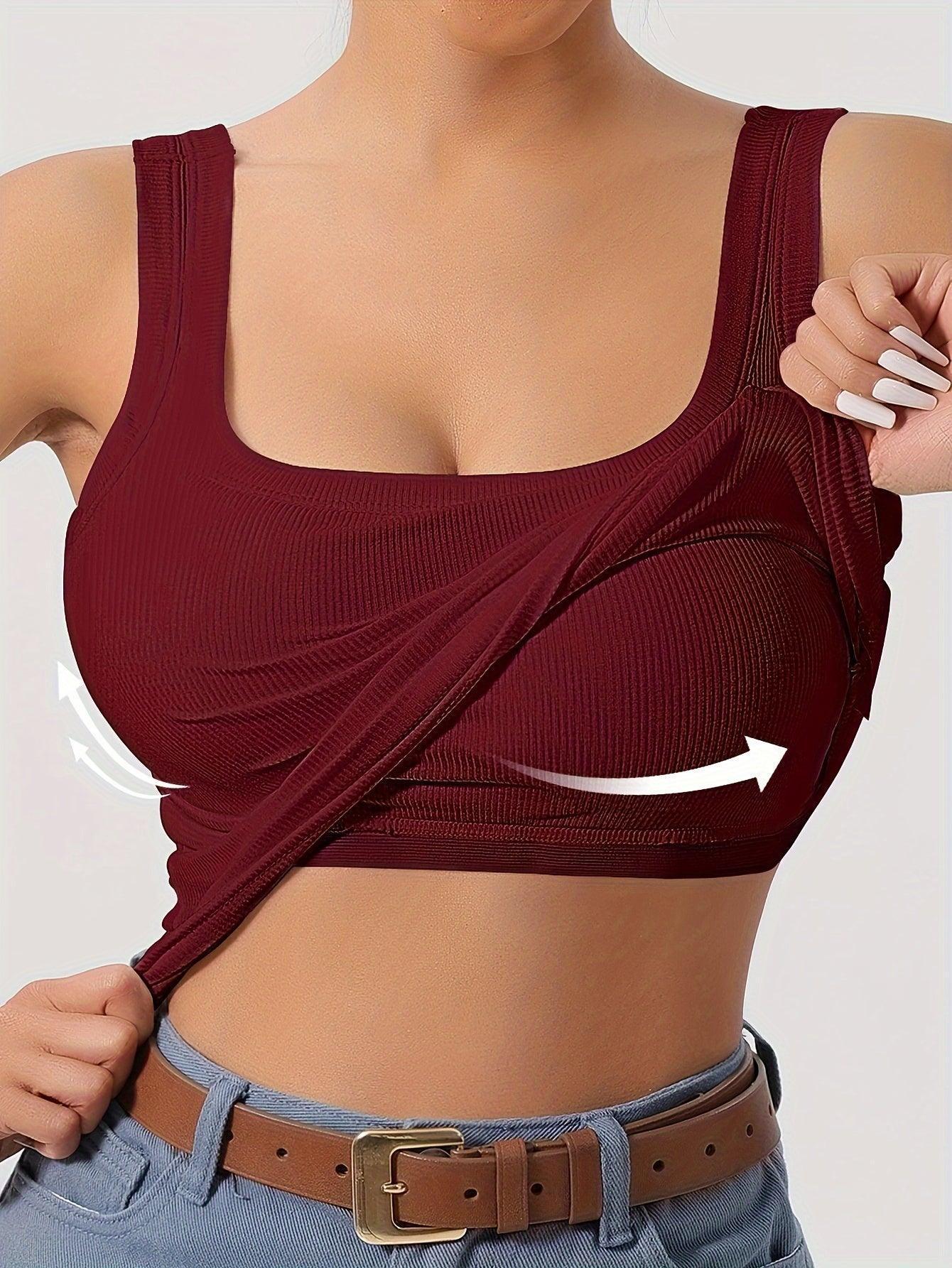 Ribbed Crop Tank Top With Built-In Support For Women Rebooters Womens Shirts