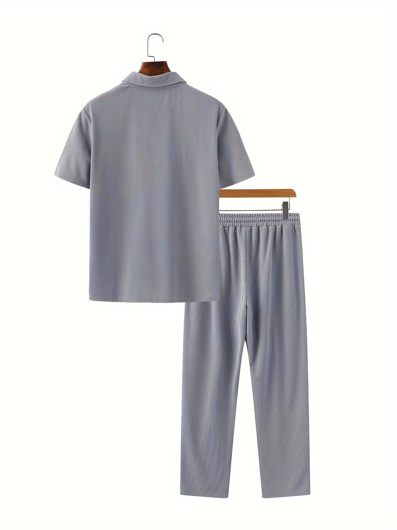Solid Casual Lapel Half Zip Shirt Men Set for Outdoor Comfort Rebooters mens 2 piece set