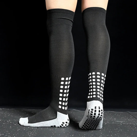 Football Training Socks – Knee-High, Thickened, Anti-Slip Grip, Breathable Stretch, One Size