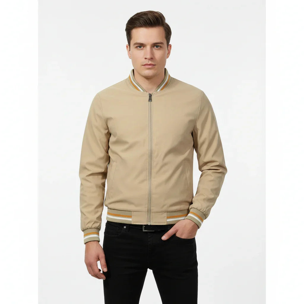 Aaron Men's Long-Sleeve Casual Bomber Jacket for Style - Rebooters