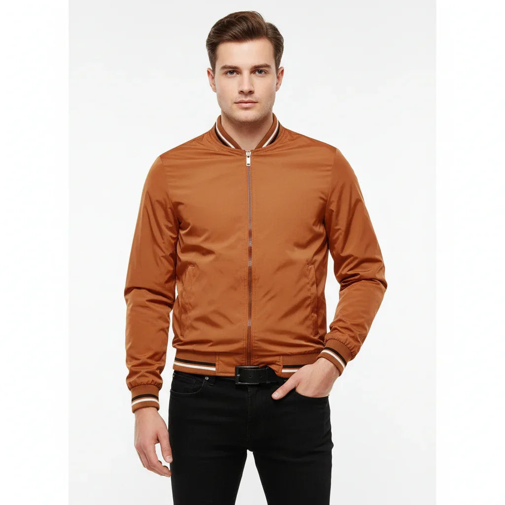 Aaron Men's Long-Sleeve Casual Bomber Jacket for Style - Rebooters