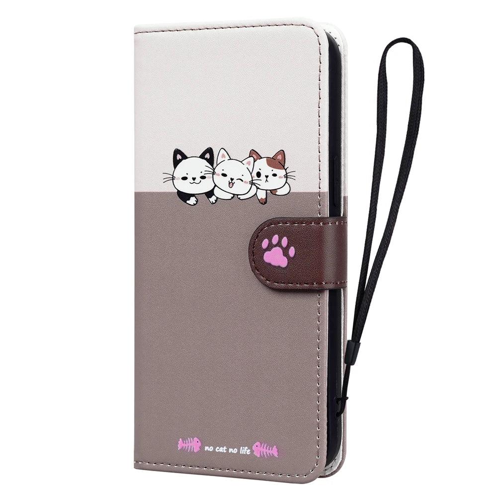 Adorable Cat-Themed Leather Wallet Flip Case for iPhone 13 - Rebooters