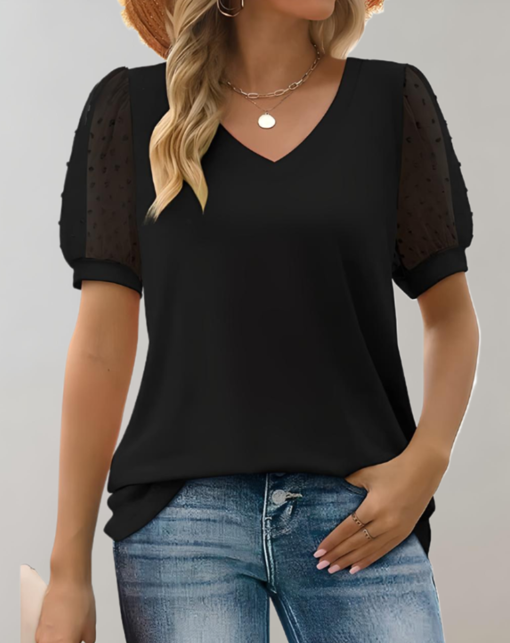 Women's Casual Short Puff Sleeve Top for Effortless Style - Rebooters