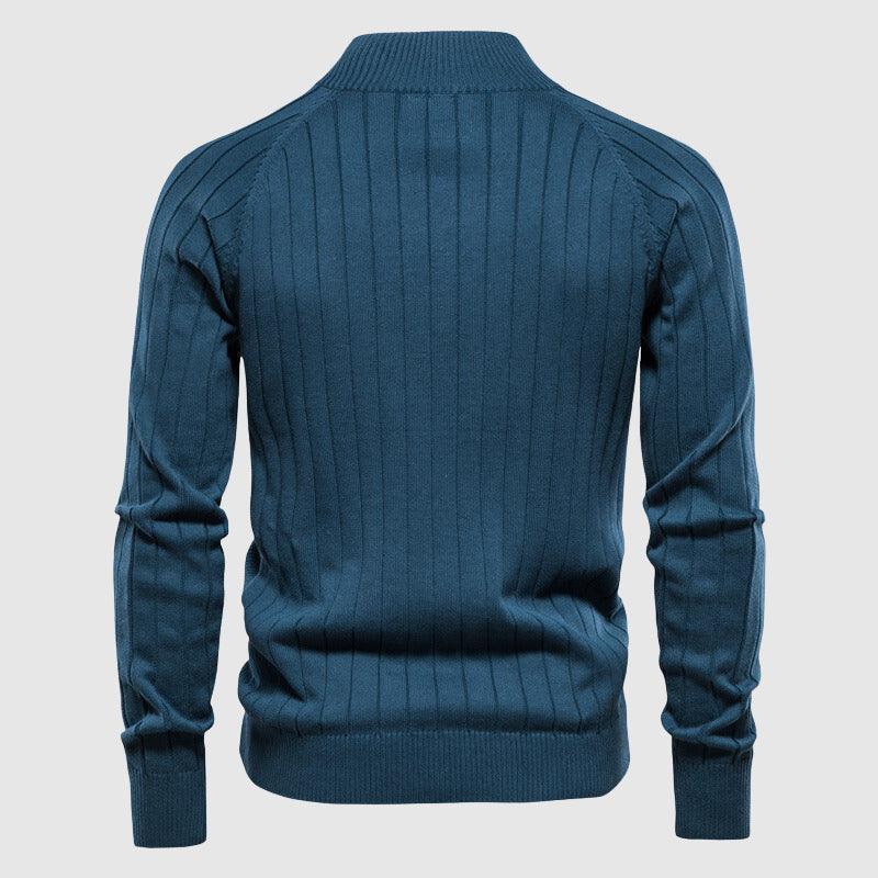 Almus Men's Cotton Blend Sweater Zipper Closure Mock Neck - Rebooters