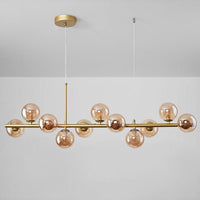 Modern Horizontal White Frosted Glass Ball Chandelier 7 Bulbs | Rebooters - Rebooters