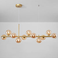 Modern Horizontal White Frosted Glass Ball Chandelier 7 Bulbs | Rebooters - Rebooters