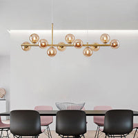 Modern Horizontal White Frosted Glass Ball Chandelier 7 Bulbs | Rebooters - Rebooters