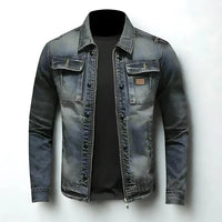 Anton Men's Retro Classic Denim Jacket Lapel Collars Style Rebooters Mens Denim Jackets