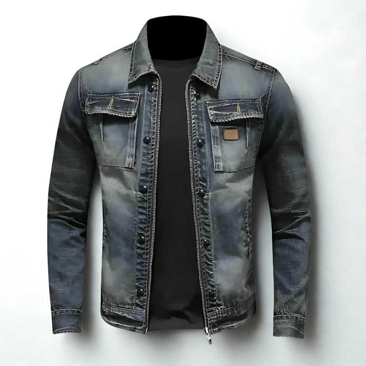 Anton Men's Retro Classic Denim Jacket Lapel Collars Style Rebooters Mens Denim Jackets