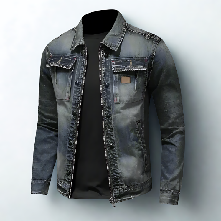 Anton Men's Retro Classic Denim Jacket Lapel Collars Style Rebooters Mens Denim Jackets