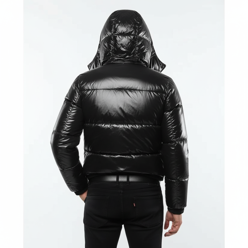 Men's Puffer Jacket Hooded Black