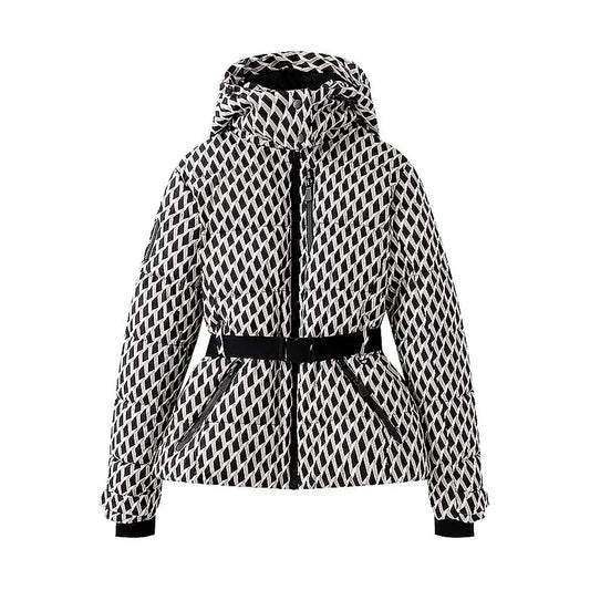 Black and white patterned jacket with a belt on a white background | Rebooters