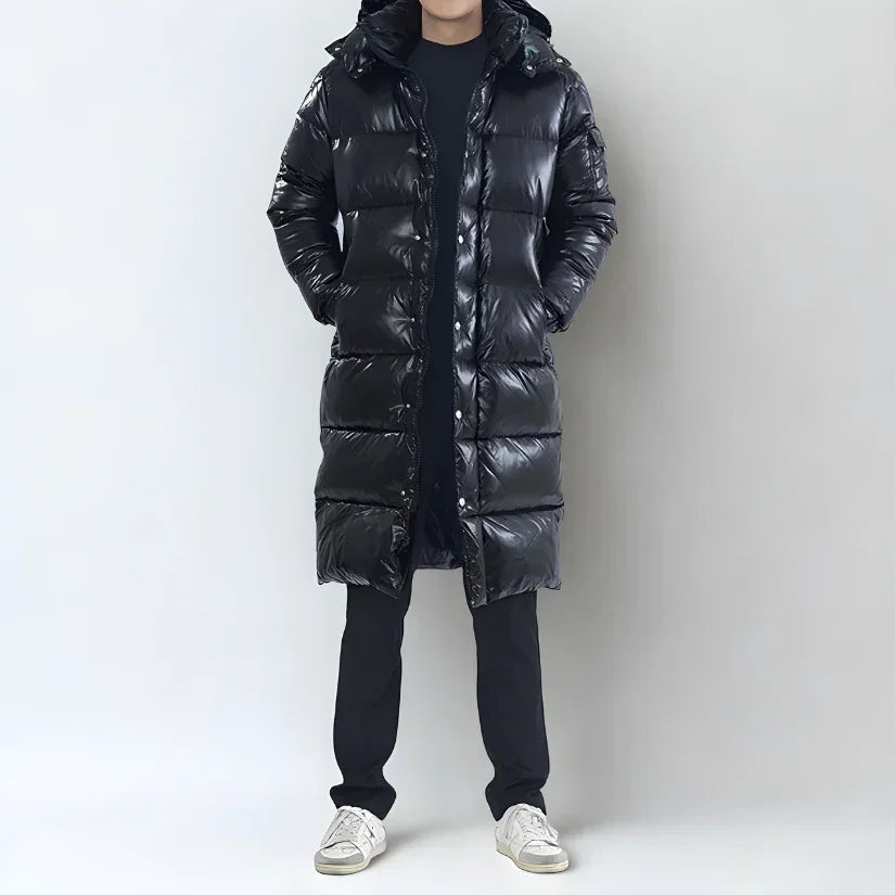 Arcadius Men’s Long Hooded Down Puffer Coat | Rebooters