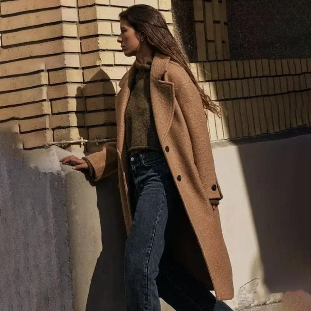 Ariana Women's Chic Wool Coat Stylish Single-Breasted Design - Rebooters