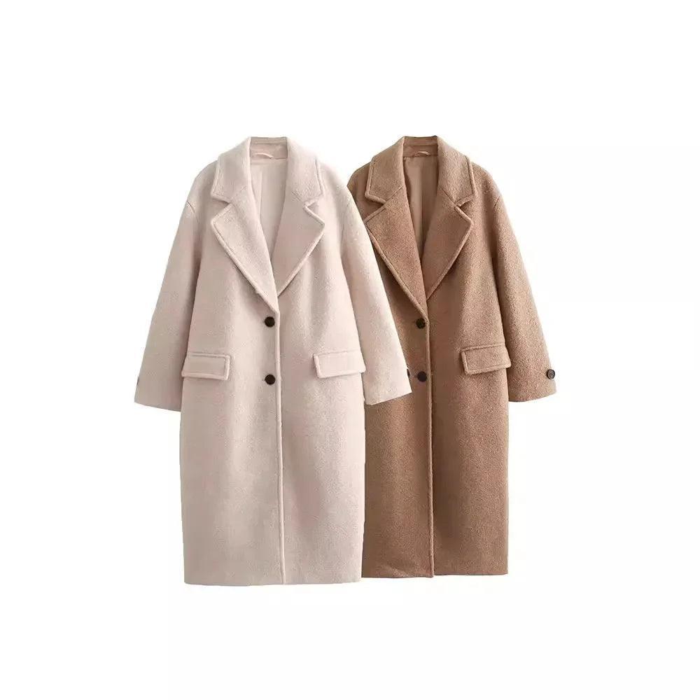 Ariana Women's Chic Wool Coat Stylish Single-Breasted Design - Womens Jackets Rebooters