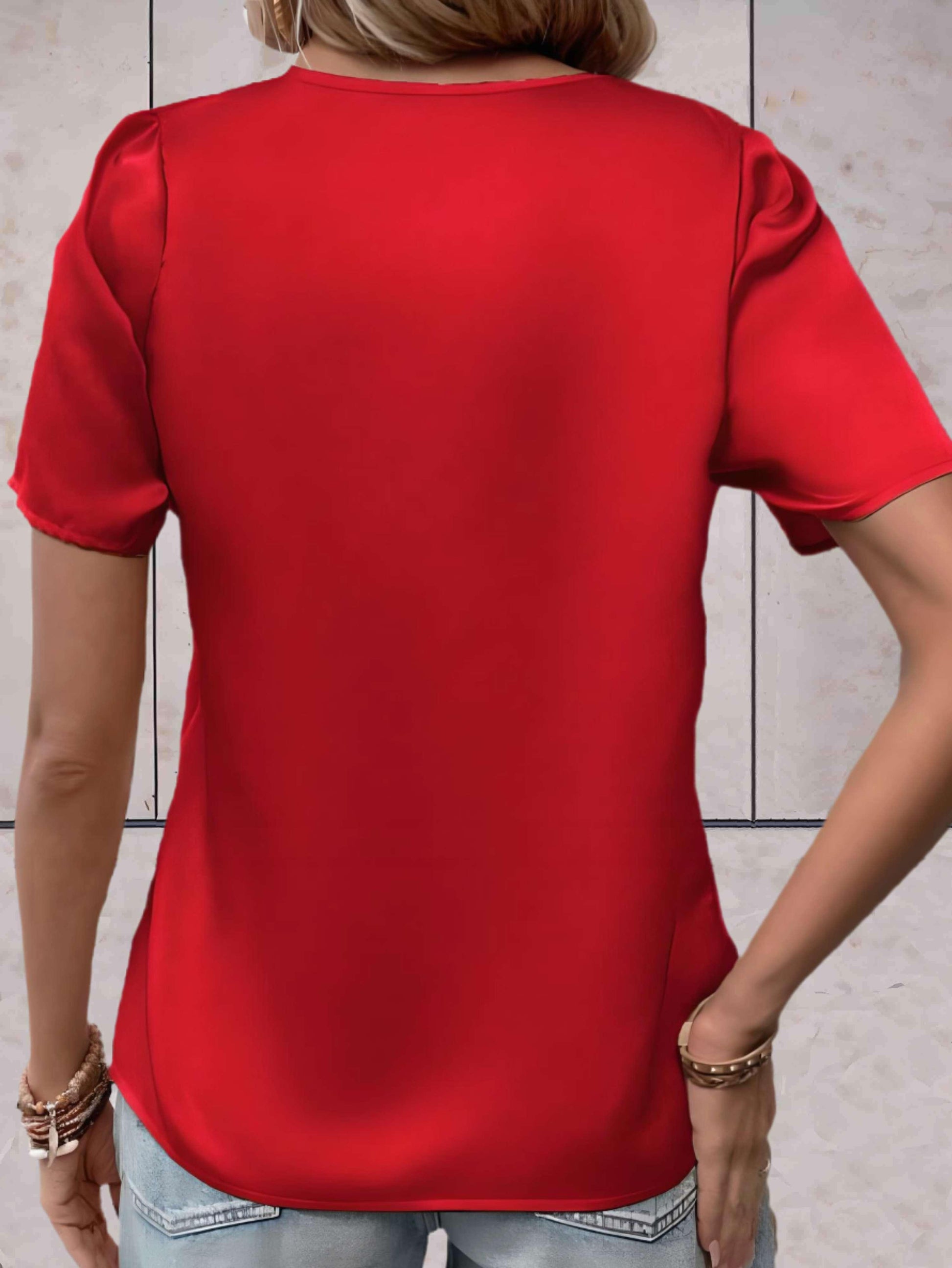 Women's Casual Overlap Patterned Top for Stylish Comfort Rebooters Womens Shirts